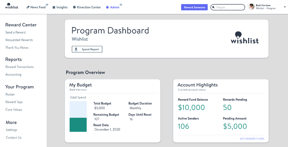 screenshot of Wishlist Rewards